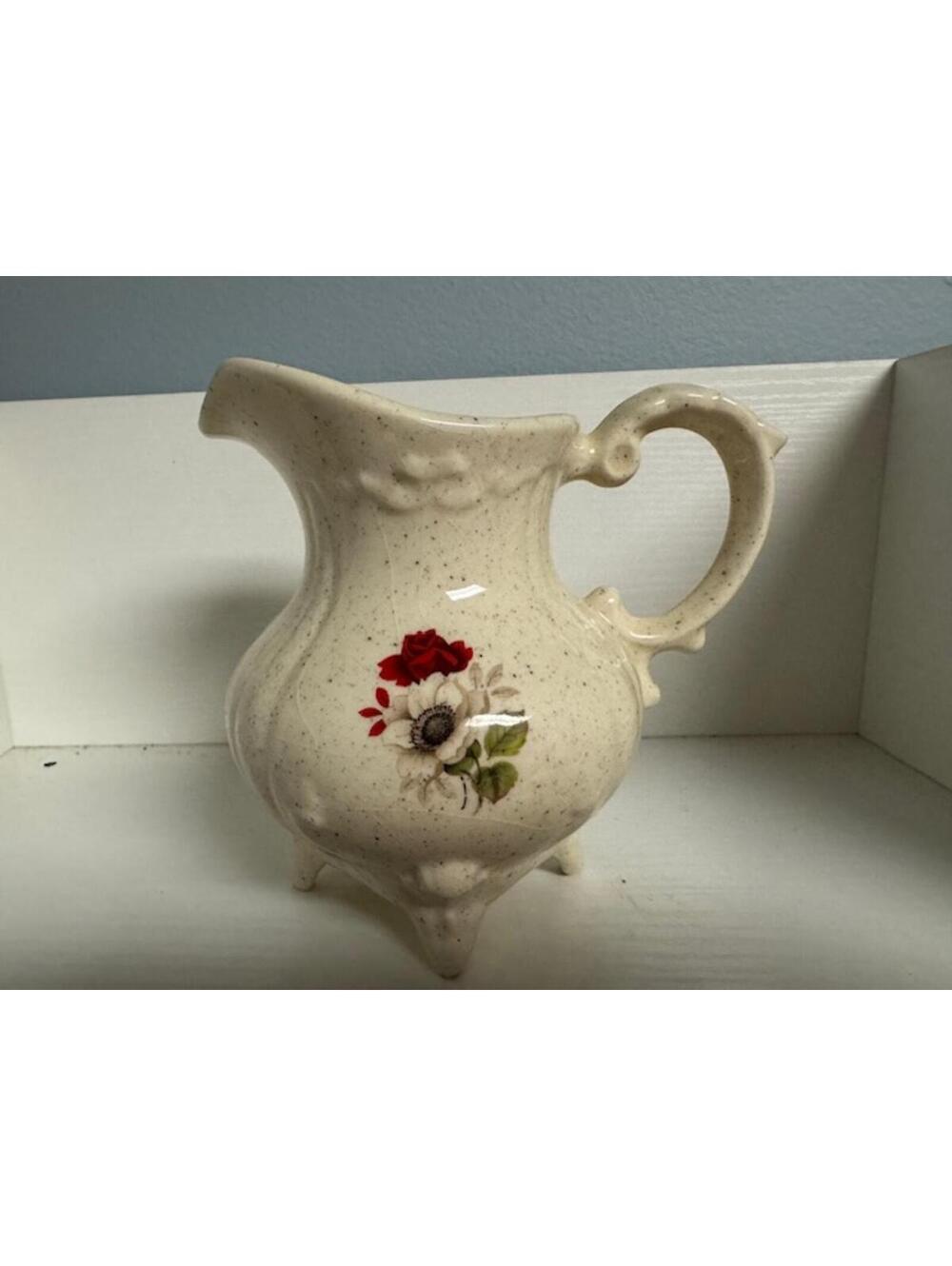 Vintage Ceramic Floral Pitcher Creamer with Handle